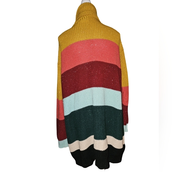 Farm Rio Anthropologie Striped Turtleneck Sweater Dress Multicolor Sz S - Picture 6 of 16